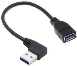 JAENFONG  Flat Right Left Angle USB 3.0 Extension Cable 2 Pack, 90 Degree USB Type A Male to Female Super Fast 5Gbps Data Cord, Ideal for Laptop, TV, USB Disk, Mouse, Hard Disk, Webcam, 10 in / 25 CM