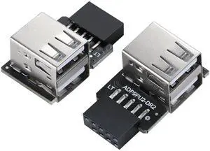 JAENFONG Dual 2-Port USB Motherboard Dual USB 2.0 9Pin Female Adapter Converter Dual Layer Type for PC(Left/Right Type)
