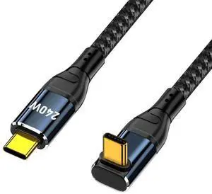 JAENFONG Cable USB-C 240W Type-C Male to Male Cable Up Down Angled Connector 48V 5A Compatible with USB2.0 480Mbps 100W Charging for Laptop Tablet Phone 2M
