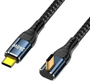 JAENFONG  Cable USB-C 240W Type-C Male to Male Cable Low Profile Angled Connector 48V 5A Compatible with USB2.0 480Mbps 100W Charging for Laptop Tablet Phone 2M