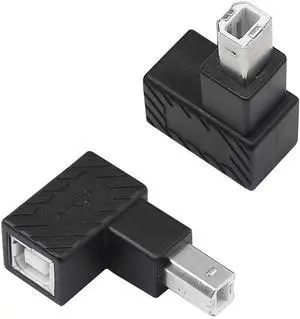 JAENFONG  USB 2.0 Type-B Printer Adapter, 2 Pack 90 Degrees USB 2.0 B Male to Type-B Female Printer Adapter for Printer, Scanner, Mobile HDD and MoreUp Angle