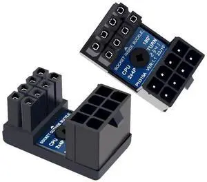 JAENFONG 2 Pack ATX 8Pin EPS 12V 180 Degree Angled CPU Power Socket Inside Buckle Connector Adapter