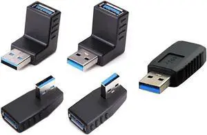 JAENFONG USB 3 Male to Female Gender Changer Adapter Connector Kit,USB 3.0 Header 180 / 90 Degree (Right,Left,Up,Down) Notebook Laptop Port Jack Protector Saver - 5 Pack