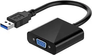 JAENFONG High Speed USB 3.0 to VGA Adapter Converter, Multi-Monitor Adapter Male to Female Converter,Support Full HD 1080p-Windows 10/8.1/8/7 PC Laptop Monitor Projector HDTV(No CD Driver Needed) -Bla