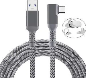 JAENFONG 16.4Feet 5M VR Link Cable Compatible for Oculus Quest 2, USB 3.0 to USB Type C High Speed Data Transfer and Fast Charging USB Type C 3.2 Gen1 Cable for Quest2 VR Headset and Gaming PC (16.4ft