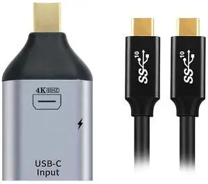 JAENFONG  100W 10Gbps Cable & USB-C Type C Female Source to Mini Displayport DP Sink HDTV & PD Power Adapter 4K 60hz 1080p for Phone & Laptop