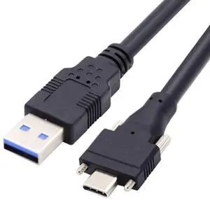 JAENFONG USB 3.0 to USB C Dual Locking Connector Data Cable with Panel Mount Screw for Industrial Camera 3.0M