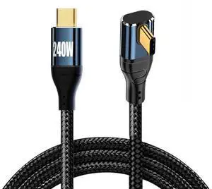 JAENFONG  Cable USB-C 240W Type-C Male to Male Cable Low Profile Angled Connector 48V 5A Compatible with USB2.0 480Mbps 100W Charging for Laptop Tablet Phone 3M JAENFONG  Cable USB-C 240W Type-C Male to Male Cable Low Profile Angled Connector 48V 5A Compatible with USB2.0 480Mbps 100W Charging for Laptop Tablet Phone 3M