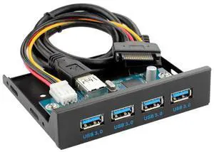 JAENFONG USB 3.0 HUB 4 Ports Front Panel to Motherboard 20Pin Adapter with SATA Power Cable for 3.5" Floppy Bay Disk Drive Caddy