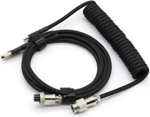 JAENFONG Customer Coiled Keyboard Cable for Gaming Mechanical Keyboard, Handwork Braided + PET Mesh, Metal Plug, with Detachable Metal Aviator Connector, 3 Meters USB C Aviator Cable (Black) JAENFONG Customer Coiled Keyboard Cable for Gaming Mechanical Keyboard, Handwork Braided + PET Mesh, Metal Plug, with Detachable Metal Aviator Connector, 3 Meters USB C Aviator Cable (Black)