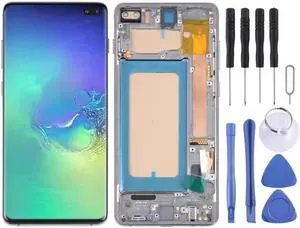 JAENFONG TFT LCD Screen For Samsung Galaxy S10+ SM-G975 Digitizer Full Assembly with Frame,Not Supporting Fingerprint Identification(Black)