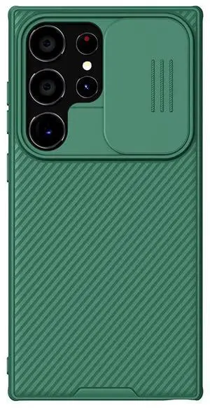 JAENFONG For Samsung Galaxy S22 Ultra 5G NILLKIN Synthetic Fiber Camshield Phone Case  green