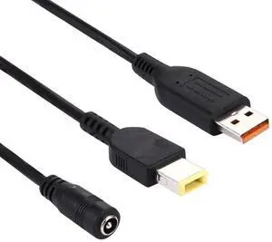 JAENFONG 5.5x2.1mm Female to YOGA 3 & Big Square (First Generation) Male Interfaces Power Adapter Cable for Laptop Notebook, Length: about 30cm