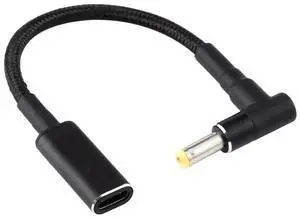 JAENFONG PD 100W 18.5-20V 4.8 x 1.7mm Elbow to USB-C / Type-C Adapter Nylon Braid Cable