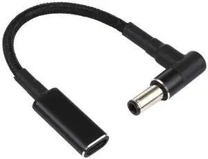 JAENFONG PD 100W 18.5-20V 6.0 x 0.6mm Elbow to USB-C / Type-C Adapter Nylon Braid Cable