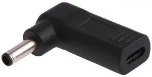 JAENFONG USB-C / Type-C Female to 4.5 x 3.0mm Male Plug Elbow Adapter Connector (Black)