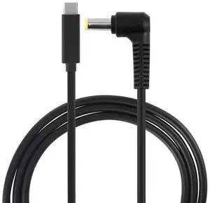 JAENFONG PD65W USB-C / Type-C Elbow to 5.5 x 2.5mm Laptop Power Charging Cable 1.5m (Black)