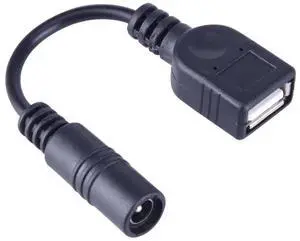 JAENFONG 5.5 x 2.1mm DC Female to USB AF DC Female Power Connector Cable for Laptop Adapter, Length: 15cm(Black)