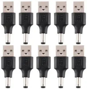 JAENFONG 10 PCS 5.5 x 2.1mm Male to USB 2.0 Male DC Power Plug Connector