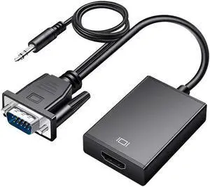 JAENFONG HDMI-VGA 1080P VGA Male to HDMI Female Converter with 3.5mm Audio Cable