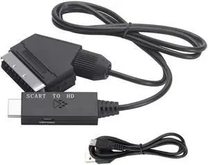 JAENFONG HDMI TO Scart Converter with Audio - SCART to HDMI Adapter Cable for PAL/NTSC, Supports 1080P HD Video & Stereo Audio, Compatible with DVD Players, TV Boxes, Game Consoles (PS2/Wii), Easy