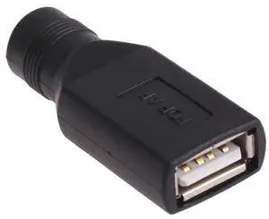 JAENFONG USB Female to 5.5 x 2.1mm Female Plug Adapter Connector