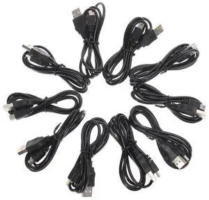 10PCS USB Charger Cable Cord 1M Power Cable Fast Charging USB Cable Fast Charging Cord for PS3 Controller Accessories