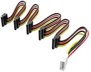 SATA 3.5/2.5 inch 1 to 5 SATA Hard Drive Power Supply Splitter Cable Cord 18AWG