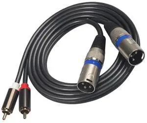 Dual XLR Male To Dual RCA Male Audio Cable 1.5m/4.9ft Audio Connection Cable Black for Microphone Mixer Headphone Amplifier