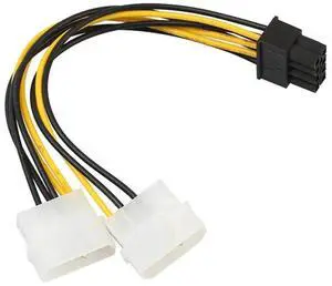 18cm 8(6+2) Pin to Dual 4 Pin Graphics Video Card Power Cord Adapter Cable