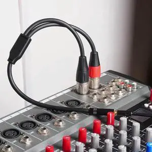 3.5mm 1/8 To XLR Microphone Cable 0.3m Stereo TRS To Dual XLR Female Transforming Cord for Stereo Mic To L & R Audio Track