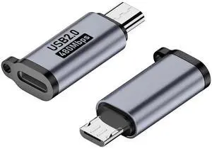 USB C/Micro USB To Mini USB Connector 480Mbps USB C/8 Pin To Micro USB Adapter Plug and Play for Mobile Phone Tablet Laptop