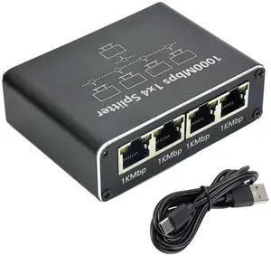 Ethernet Splitter 1 to 4 1000Mbps Gigabit Internet Cable Splitter RJ45 Splitter