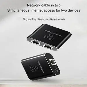 Ethernet Splitter 1 To 2 1000Mbps Internet Cable Splitter Gigabit RJ45 LAN Network Extension for Cat8/7/6/5e/5 Cable