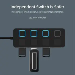 4 Port USB 2.0 Hub Splitter Multi USB Power Adapter Expander Plug Play Computer Accessories for Laptop Desktop Computer 4 Port USB 2.0 Hub Splitter Multi USB Power Adapter Expander Plug Play Computer Accessories for Laptop Desktop Computer