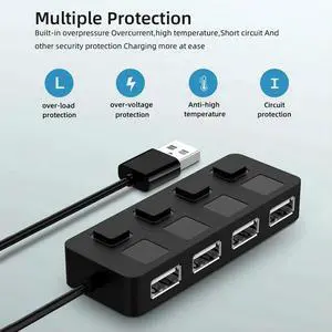 4 Port USB 2.0 Hub Splitter Multi USB Power Adapter for Laptop Desktop Computer 4 Port USB 2.0 Hub Splitter Multi USB Power Adapter for Laptop Desktop Computer