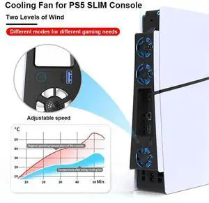 Cooling Fan for Slim Console with USB 3.0 Port Efficient Cooling System with Adjustable Speed Quiet Fan