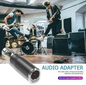 Mini XLR 3 4 Pin Female Mini Connector Mic Audio Adapter Audio Connector Adapter Black Microphone Audio Equipment