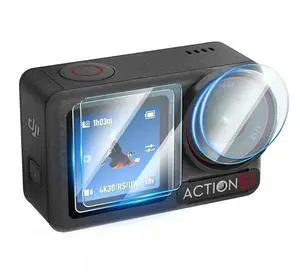 2 Set Screen Protector 9H Hardness Camera Lens Screen Protector Film Tempered Glass Film for Osmo Action 5 Pro Action Camera