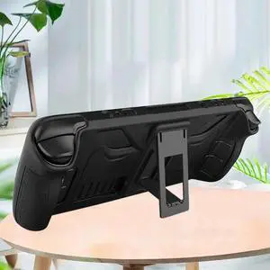 Silicone Case Anti Slip Soft Shell Game Console Full Cover with Foldable Bracket Replacement Accessories for Steam Deck