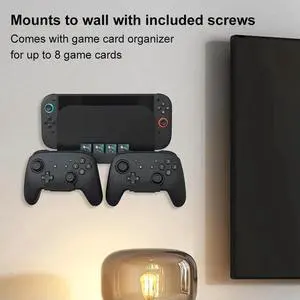 Console Holder Stand with 8 Game Card Holders and Controller Hooks Organizer for Nintendo Switch2 Game Accessories