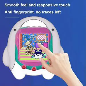 Silicone Case Anti-drop Protective Cover with Lanyard Shockproof Cartoon Shark Shape for Tamagotchi Uni 2023 Virtual Pet Machine