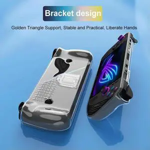 For ROG Ally X Console Soft Transparent Case with Bracket Protector Shell Sleeve Soft TPU Protective Shell Game Accessories