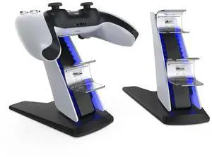 Dual Fast Controller Charger with Indicator Light Wireless Joystick Charging Dock Dual Controller Charging Stand for