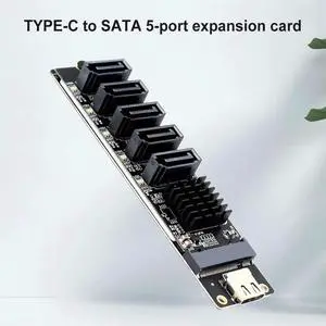 Type C To 5-Port SATA 3.0 Adapter Card 6Gbps JM575+JMS580 Chip USB C To SATA 3.0 Expansion Card Type C To 5-Ch SATA 3.0 Expander