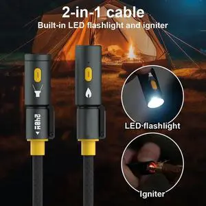 240W USB C Multi Charging Cable with Lighter & LED Light Multiple Charger Cord for 16 Pro Max/Pad/Phones/Tablets/Laptop