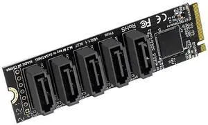 M.2 M-Key PCI Express To SATA 3.0 Expansion Card JMB585 Chipset Converter Card Support for OS//Linux 6Gbps 5 Ports