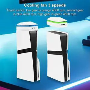 Top Cooling Fan for PS 5 Pro Heat Dissipation Fan with RGB Light & USB Ports Upper RGB Cooling Fan for 5 Pro Console