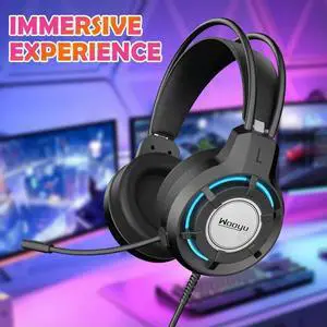 Wired Gamer Headset LED Light Over-Ear Headphone 7.1 Surround Deep Bass Stereo Headset Noise Cancelling with Mic for Computer PC