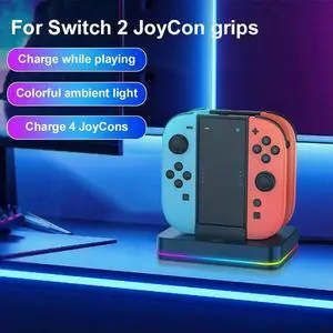 Dock Station for Nintendo for Switch 2 for Joycon Controller with Charging Cord & RGB Light Charger Dock Charger Stand Station